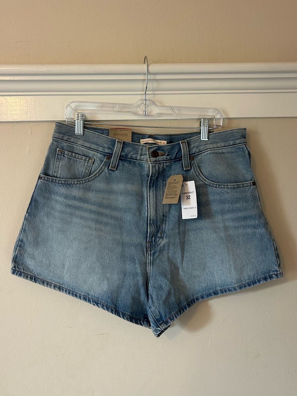 Levi's Light Blue Denim High Waisted Mom Shorts